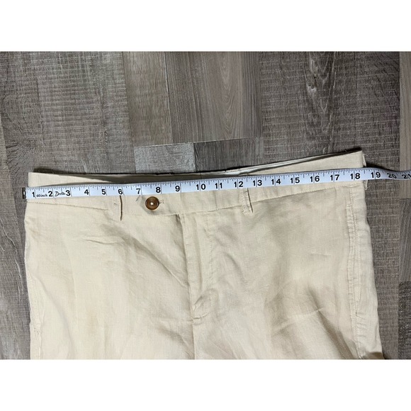 TailorByrd Collection‎ Linen Pants Mens 36x31 Straight Beige Beach Casual Chino - Picture 3 of 8